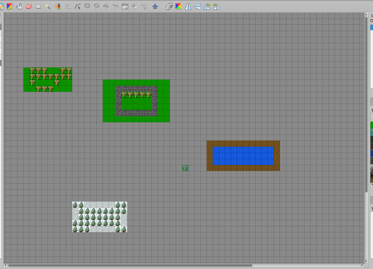 An initial view of an infinite map being edited in Tiled. The grid extends beyond the bounds of the editing window.
