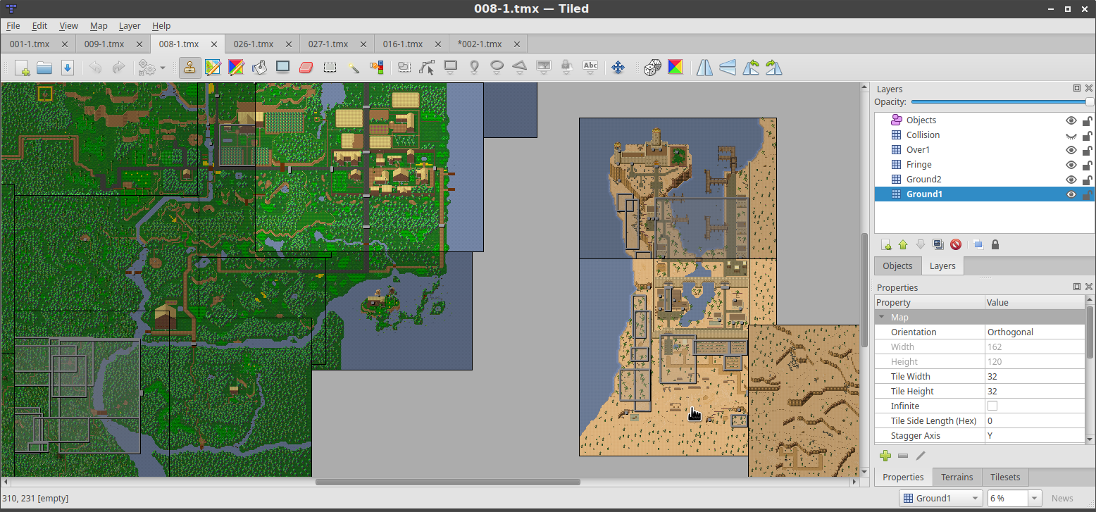 Many maps from The Mana World shown at once